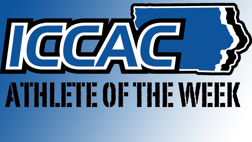 ICCAC Logo with Athlete of the Week Text Graphic